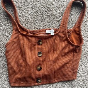 Corduroy button up crop top